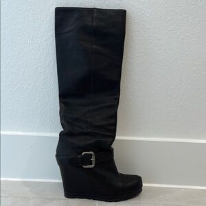 Vera Wang Lavender Label Black Wedge Moto Boot